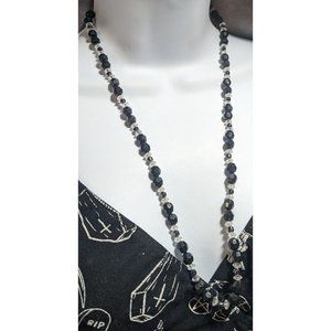 Simple Black And Clear Beaded Necklace